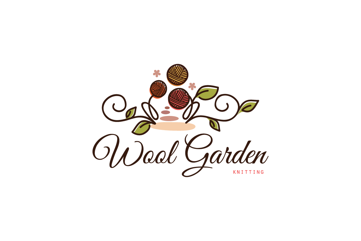 Wool Garden Knitting Logo Design.