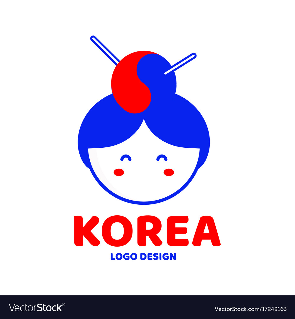 Cute korea woman face logo design.