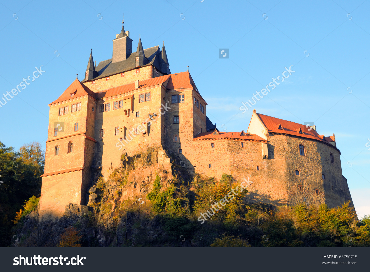 Kriebstein Castle In Late Afternoon; Saxony, Germany Stock Photo.