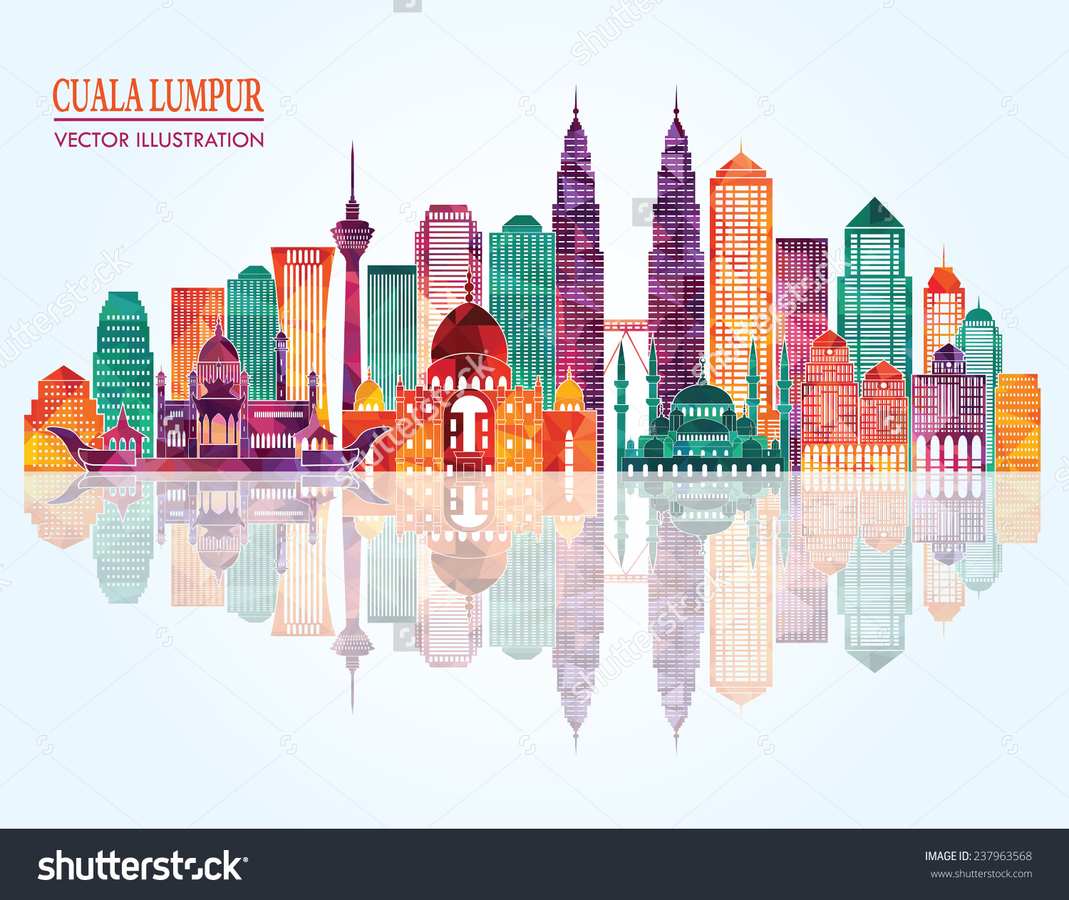 Kuala Lumpur Detailed Silhouette Vector Illustration Stock Vector.