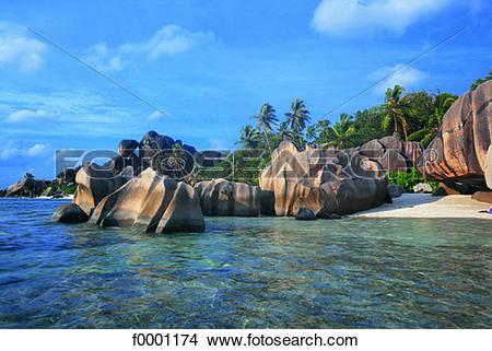 Stock Photo of Seychelles, La Digue Island, Source d'Argent Handle.