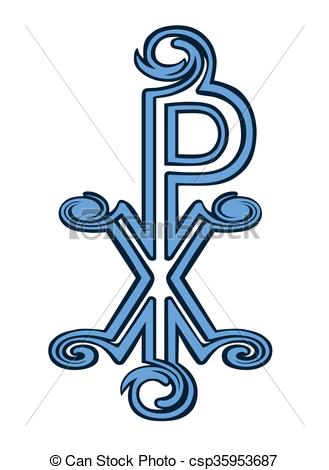 Vector of Christian Chi Rho symbol. Labarum. Christogram. Isolated.