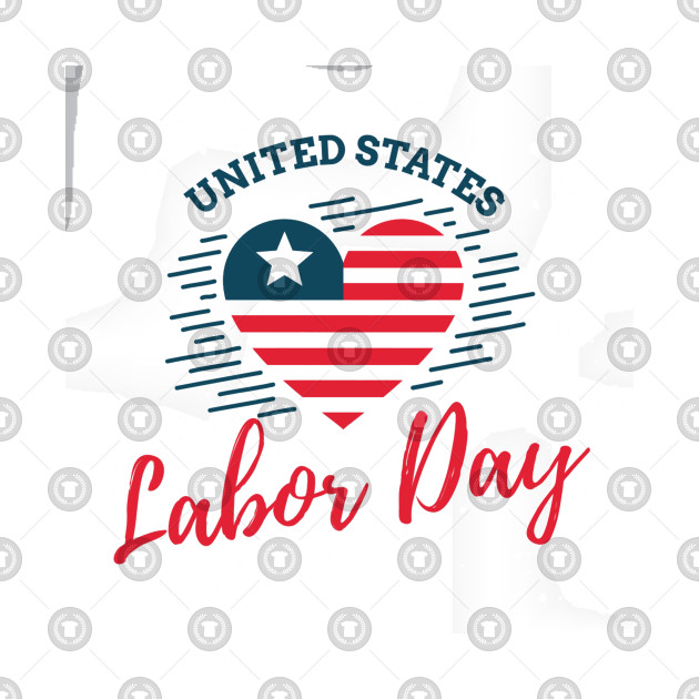 Happy Labor Day Logo American Flag.