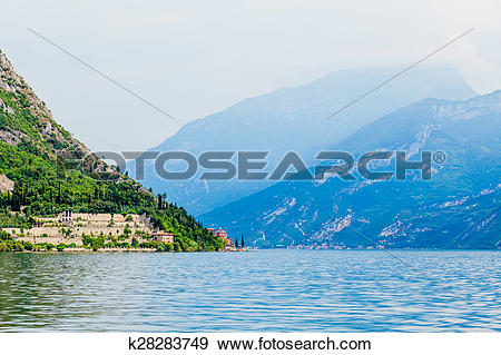 Stock Photograph of Lago di Garda. view of the lake Garda . North.