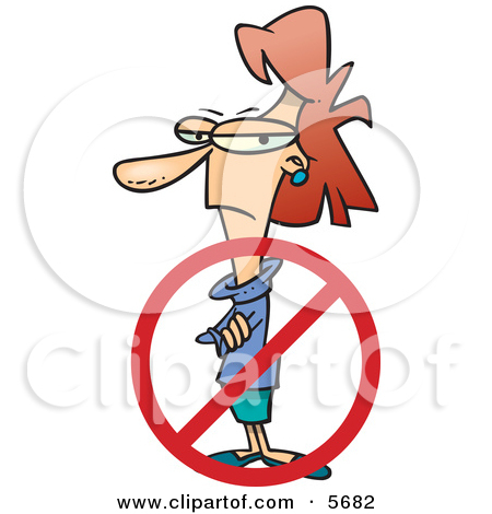 Woman With a Rejection Symbol, Laid Off, Inequality Clipart.
