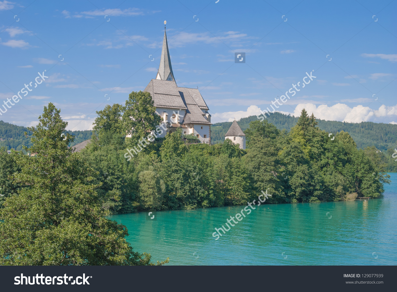 Church Of Maria Woerth At Lake Woerthersee In Carinthia,Austria.