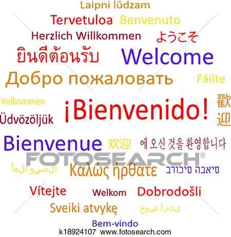 Welcome in different languages. Clip Art.
