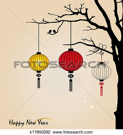 Clipart of Big traditional chinese lanterns will bring good luck.