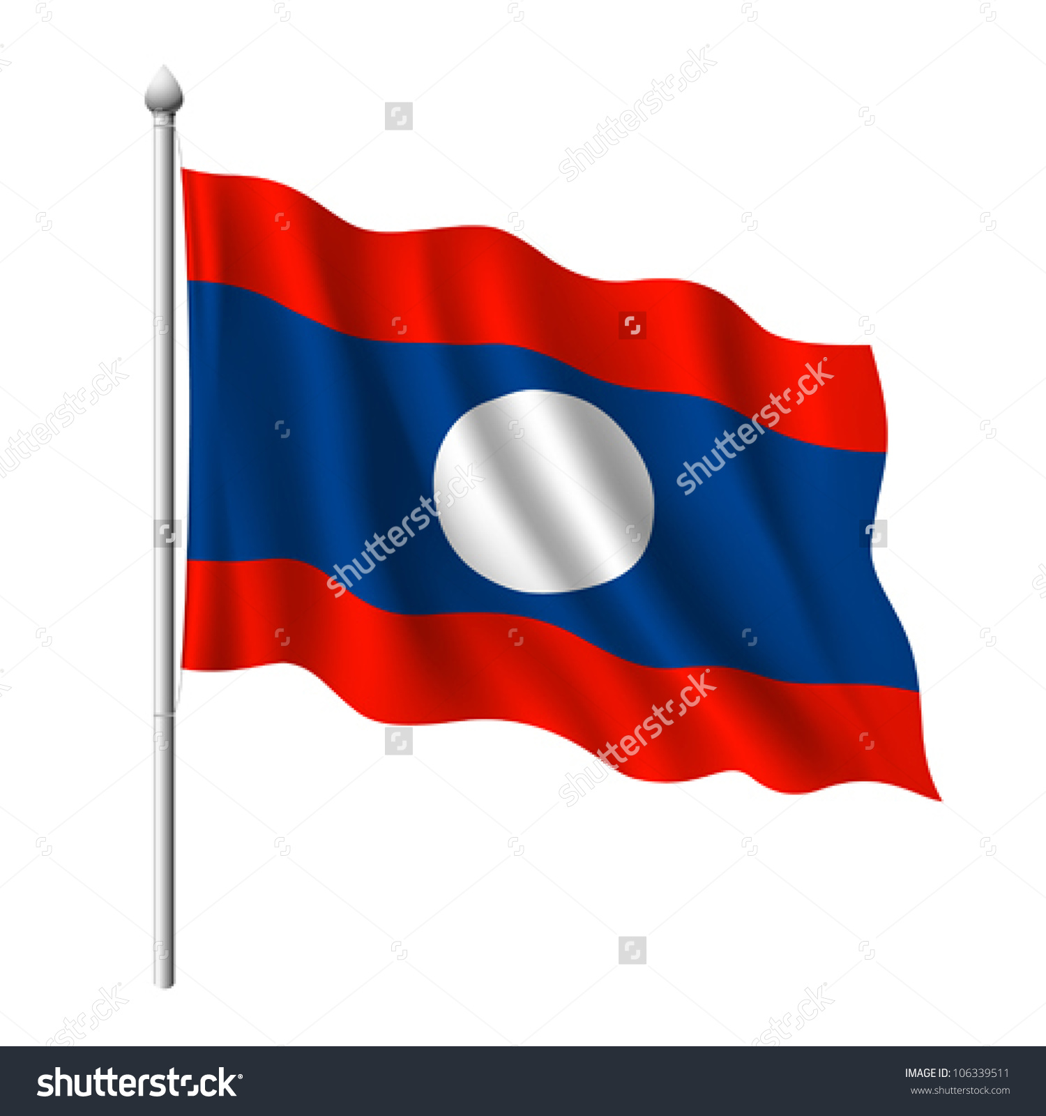 Flag Laos Vector Illustration Stock Vector 106339511.