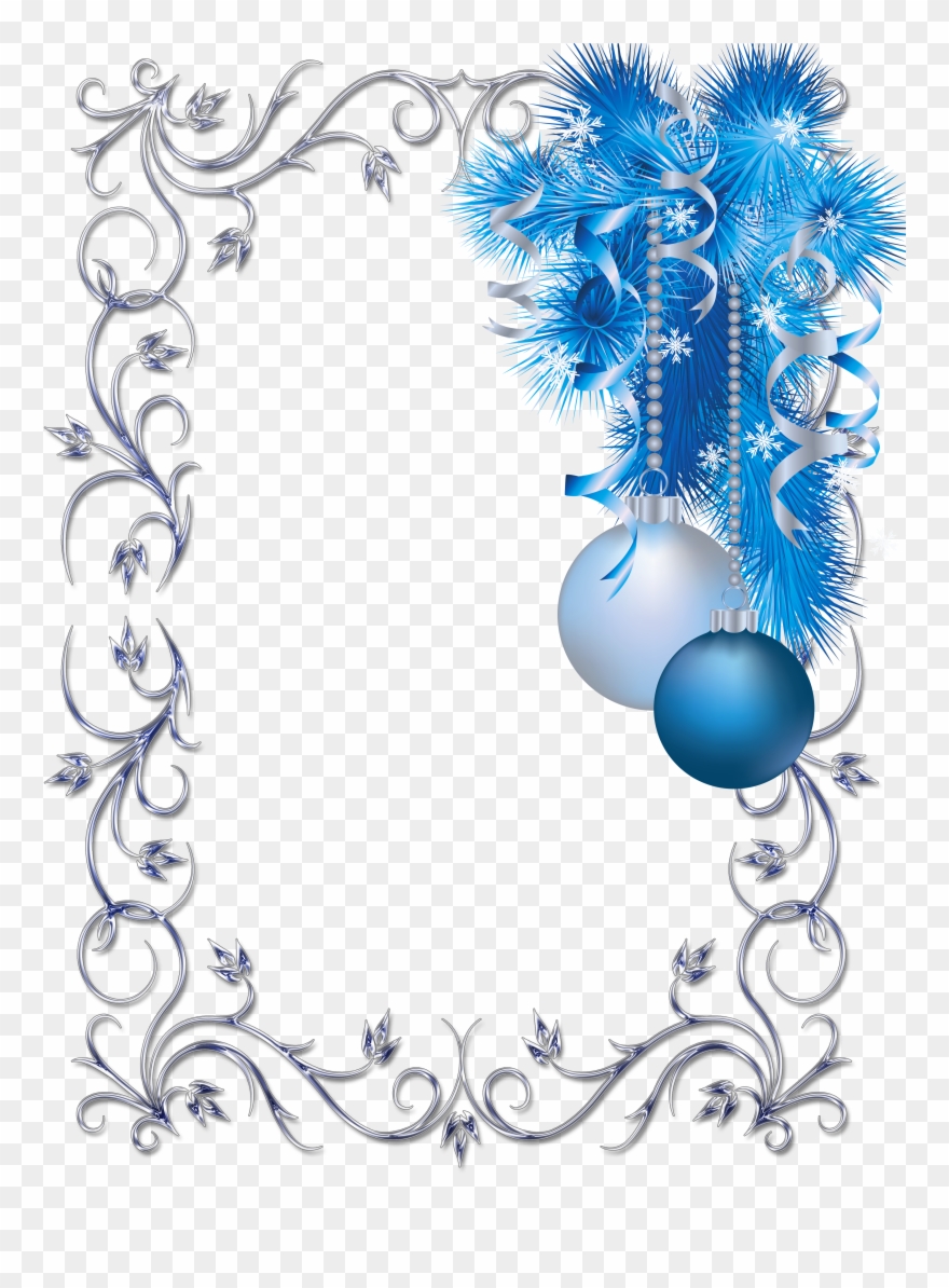 Large Transparent Christmas Blue And White Photo Frame.