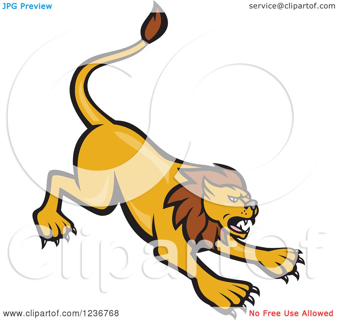 Clipart of a Mad Lion Attacking.