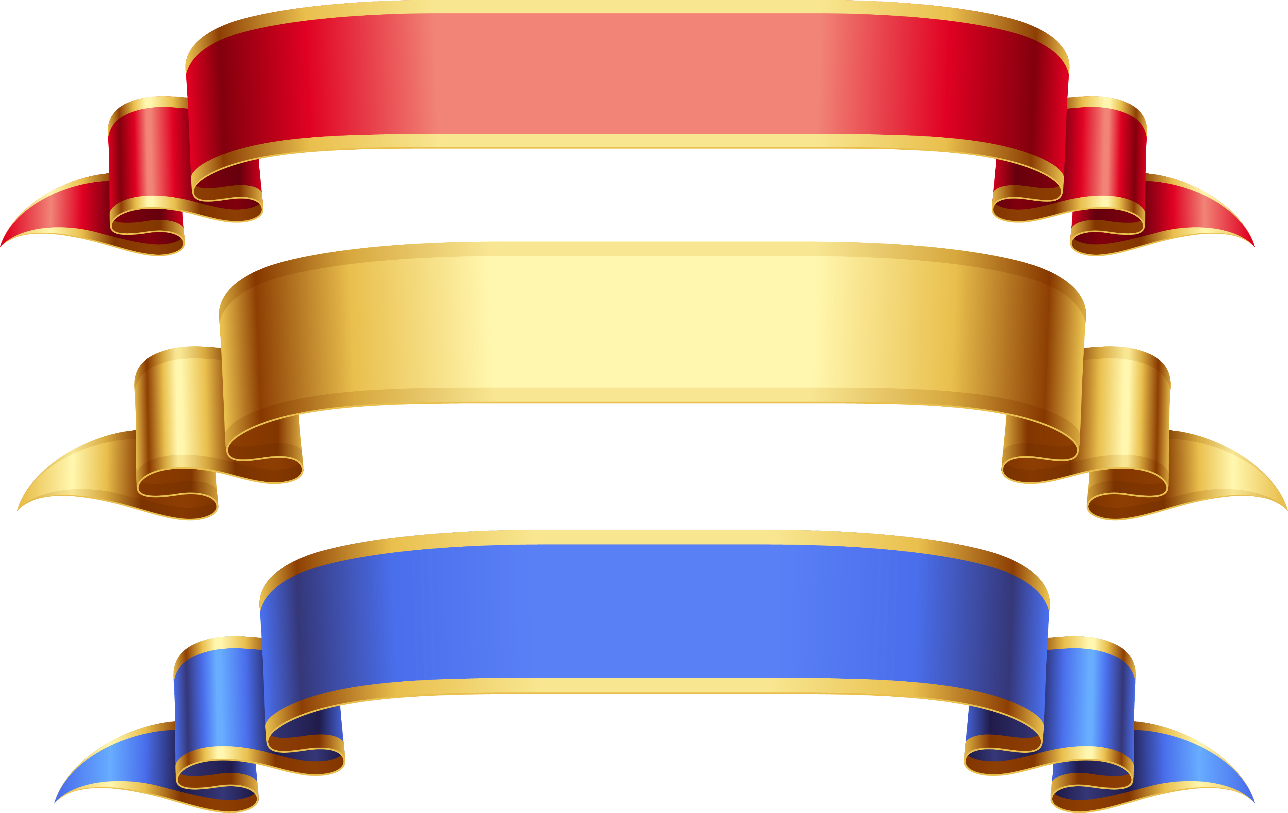 Large Transparent Red Gold Blue Banners PNG Picture.