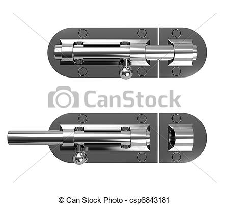 Clipart of Chrome latch.