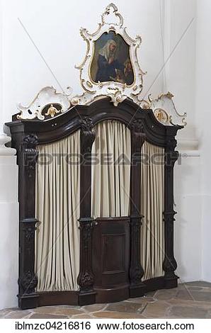 Stock Images of Confessional in the late Baroque monastery church.