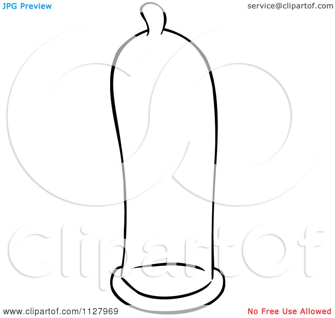 Cartoon Of A Blue Latex Condom.