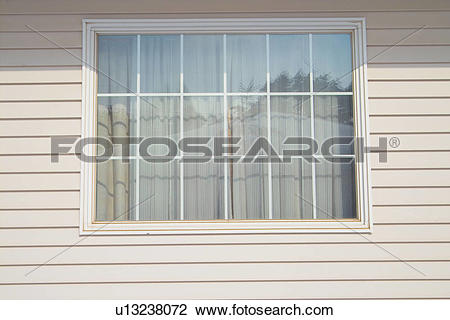 Stock Photo of curtain, window, glass, lattice, wall, blind, house.