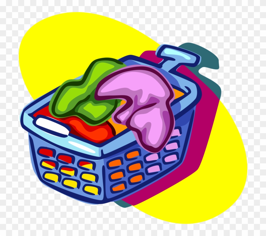 Vector Illustration Of Laundry Basket Hamper For Clean.