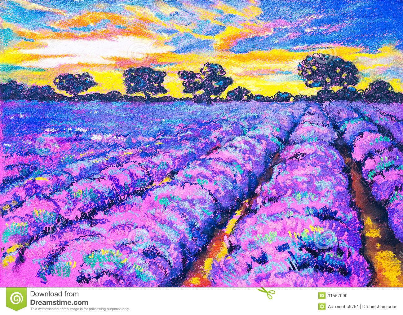 Lavender field clipart.