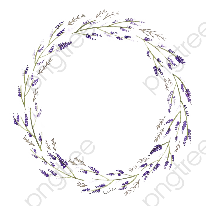 Lavender Wreath, Round, Branches And Leaves, Lavender PNG.