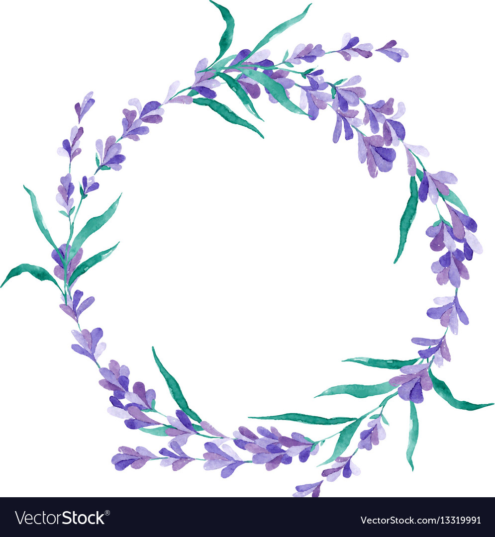 Watercolor lavender wreath.
