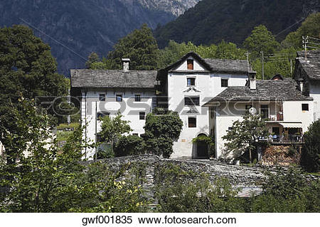 Stock Image of Europe, Switzerland, Historic house in Prato.