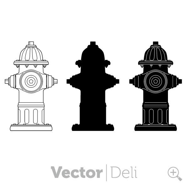 vector vinyl ready fire hydrant including silhouette.