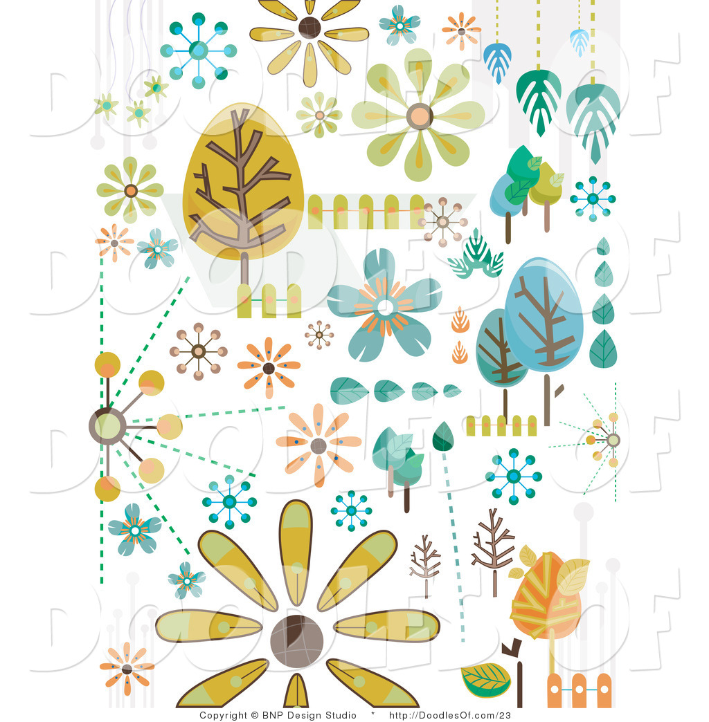 Vector Clipart of Tree and Nature Doodles by BNP Design Studio.