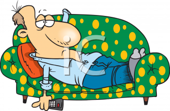Royalty Free Clipart Image: Lazy Man Laying on a Couch.