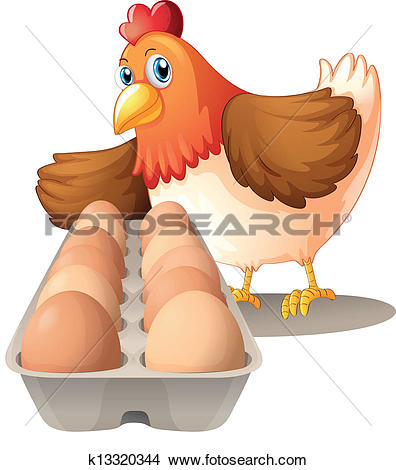 Clip Art of A hen and her seven eggs k12919217.