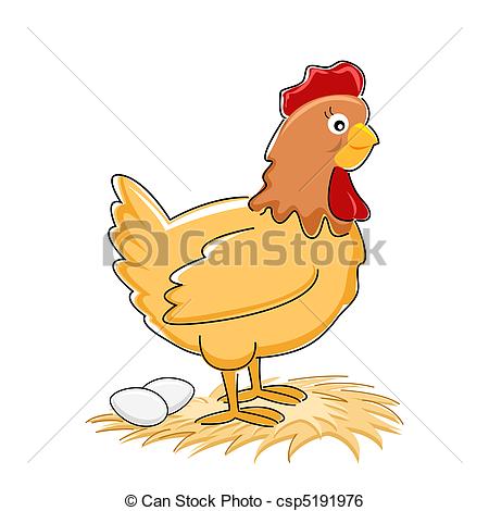 Hen with egg clipart.