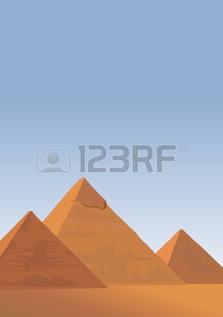 Illustrazione Sfondo Con Le Piramidi Di Giza Clipart Royalty.