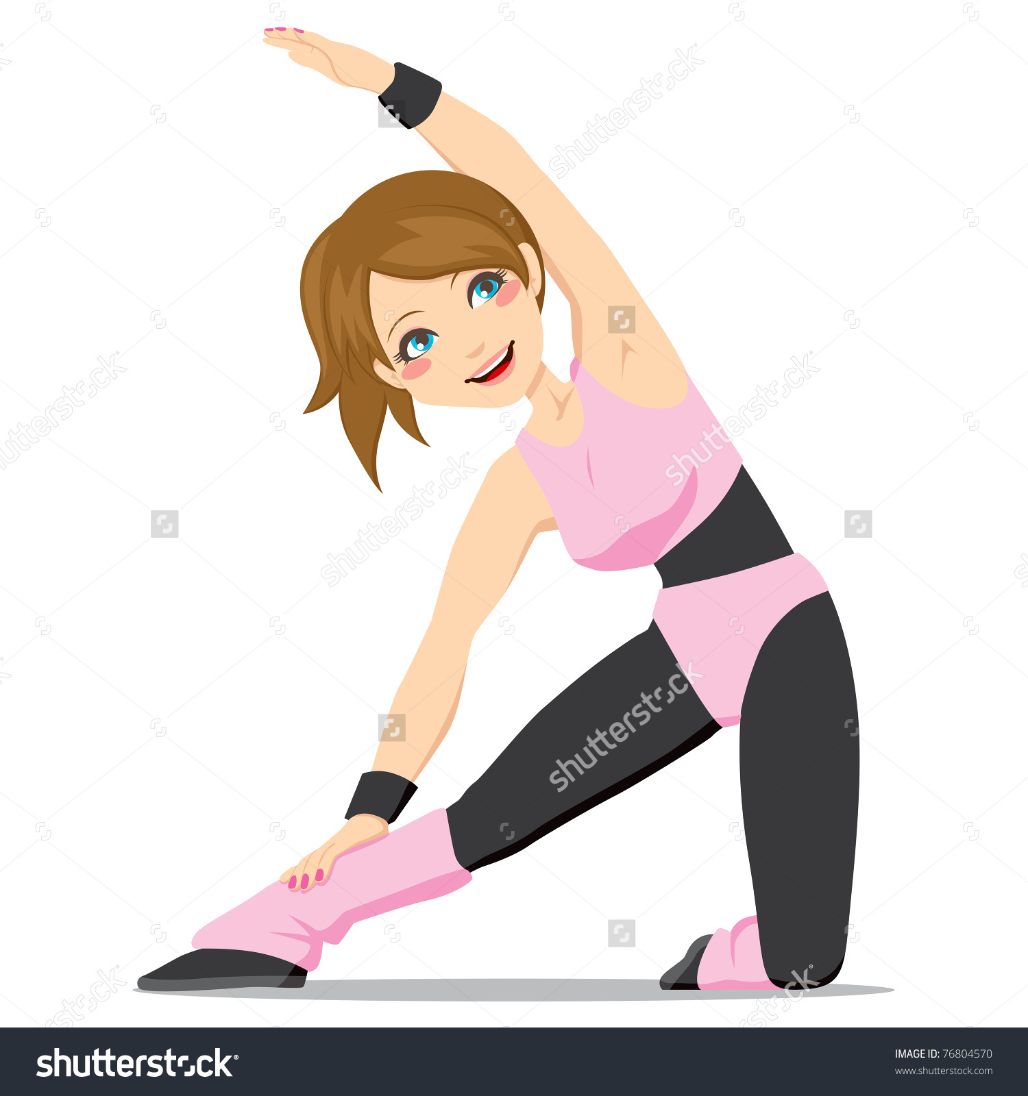 Pretty Girl Exercising Flexibility With Stretching Posture Stock.