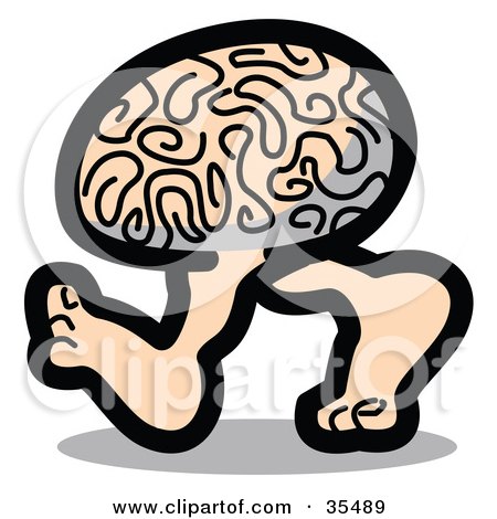 Clipart Illustration of a Genius Brain Walking On Two Legs by Andy.