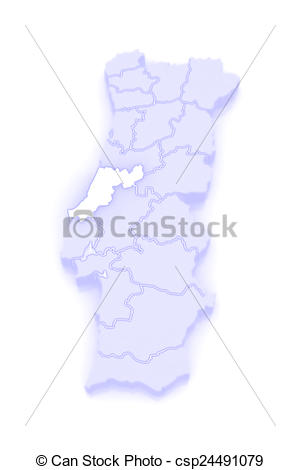 Stock Illustrations of Map of Leiria Portugal 3d csp24491079.