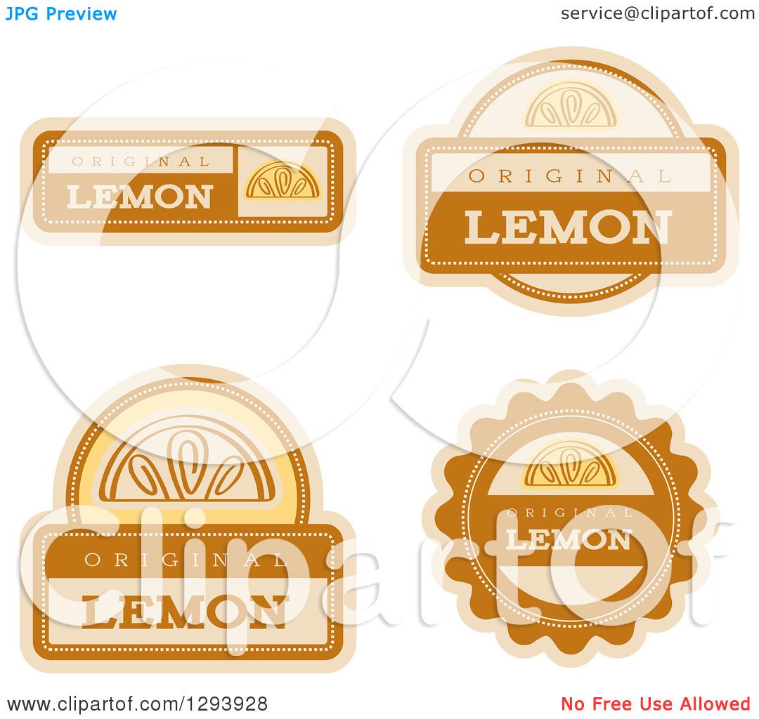 Clipart of a Set of Lemon Fruit Flavor Labels.
