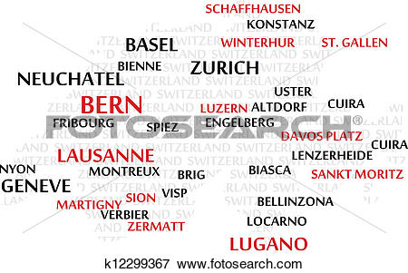 Clip Art of SWITZERLAND Word Cloud map k12299367.