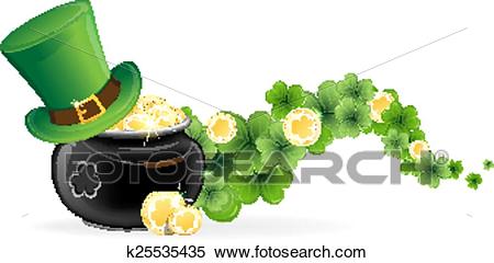 Leprechaun hat and pot of gold Clipart.