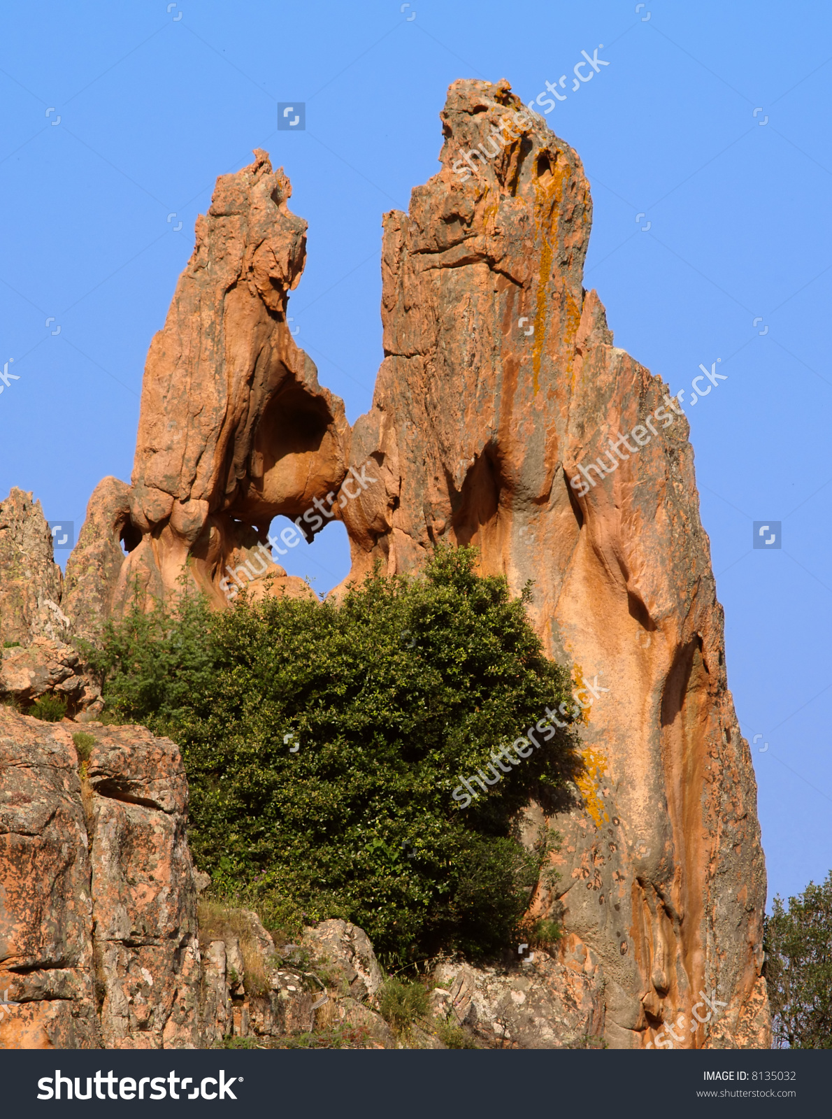 Rocks Showing Heart Shaped Hole, Calanches De Piana, World.