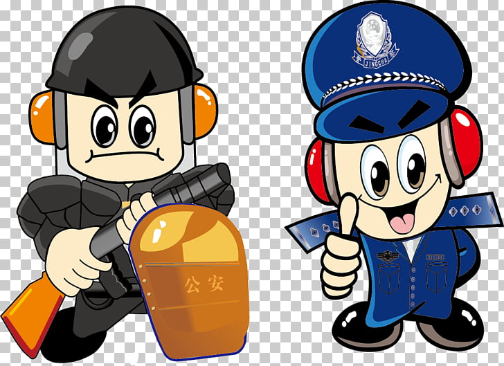 Oficial de policía dibujos animados comics, material.