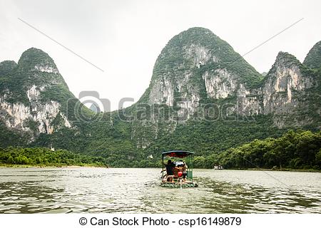 Picture of Bamboo boat in Li river china csp16149879.