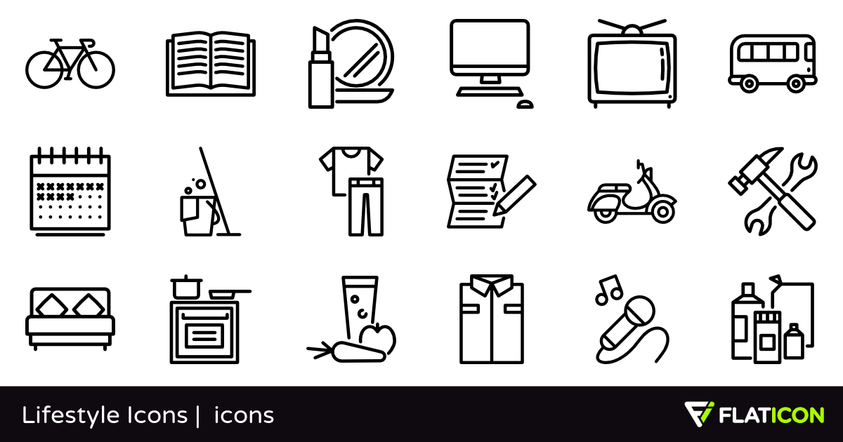 Lifestyle Icons 50 free icons (SVG, EPS, PSD, PNG files).