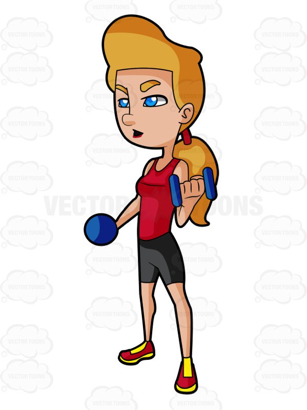 Woman Lifting Weights Clipart.