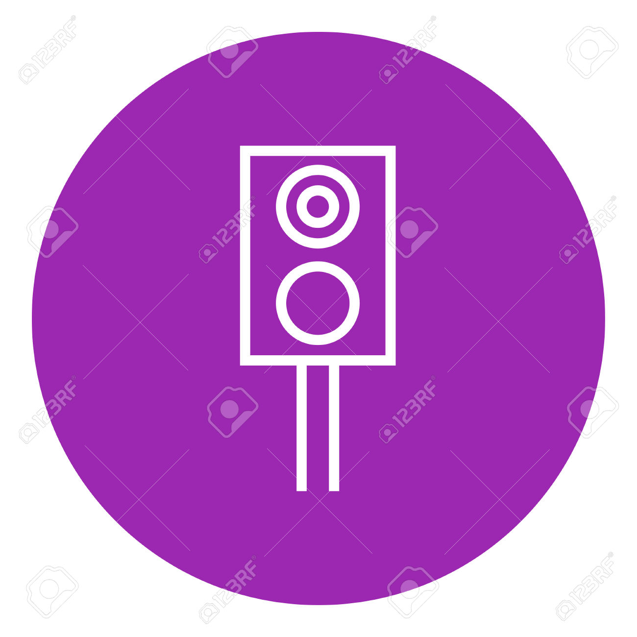 Railway Traffic Light Thick Line Icon With Pointed Corners And.