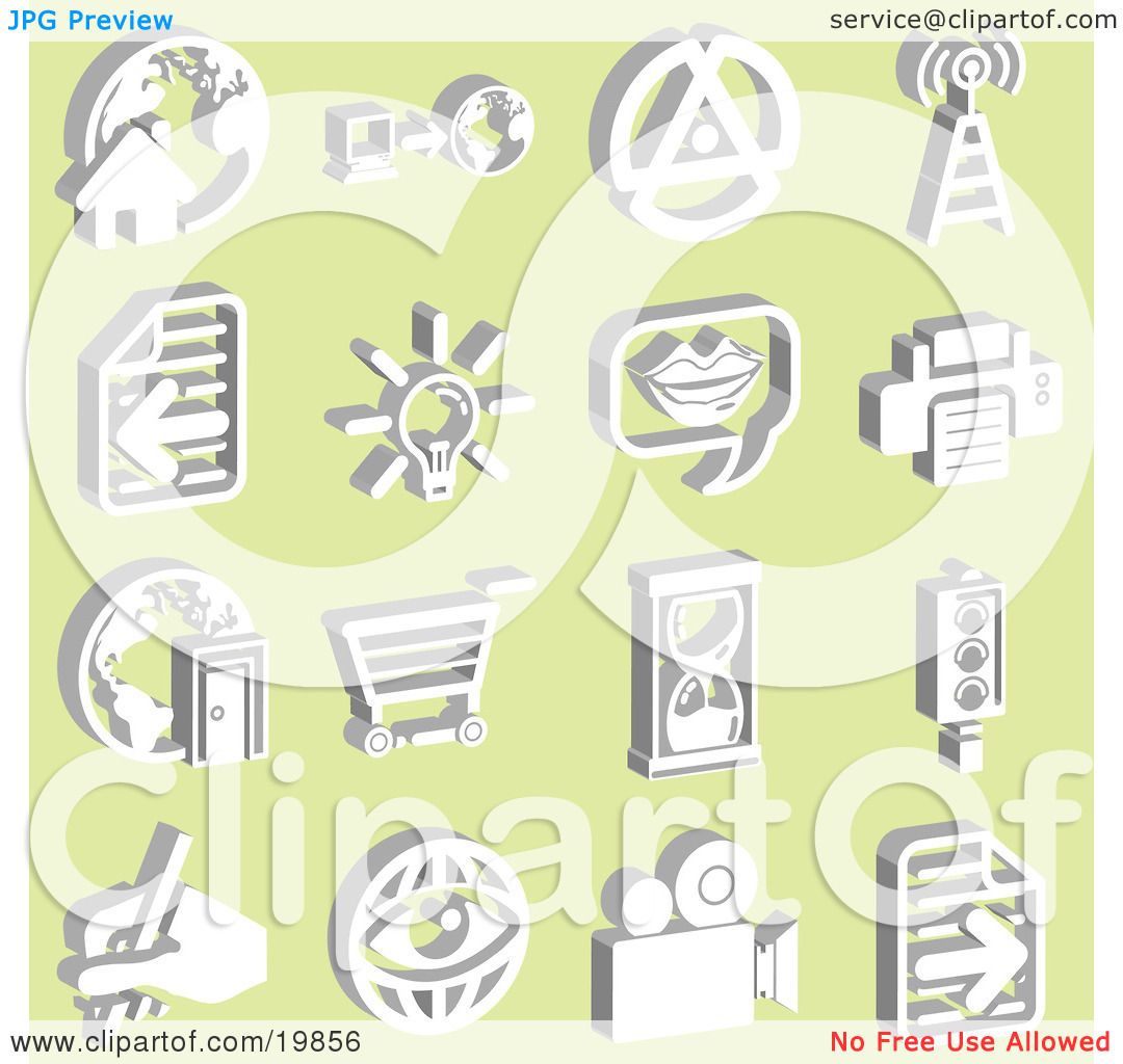 Clipart Illustration of a Collection Of White Icons Of A Home With.