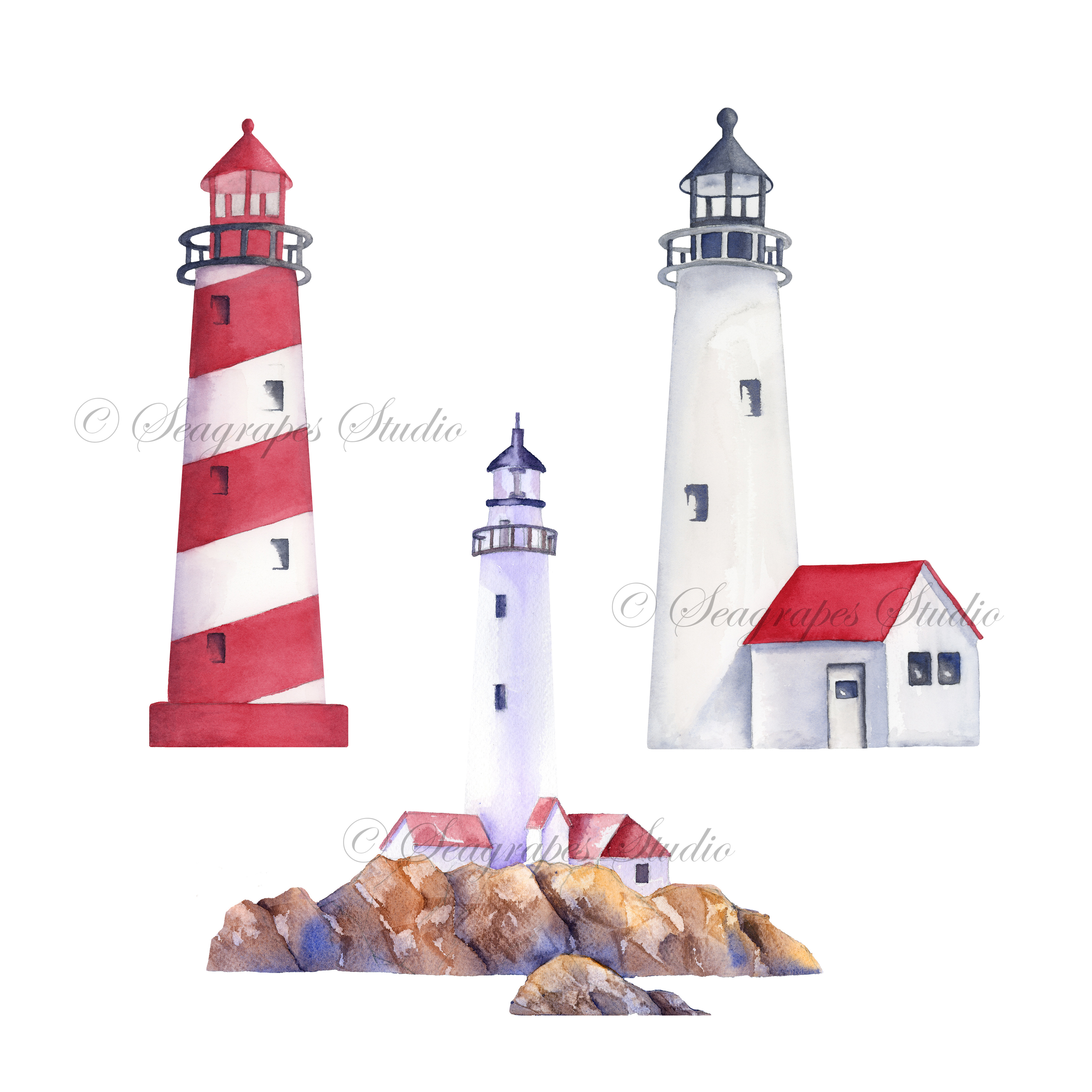 Watercolor Lighthouse Clipart Download.