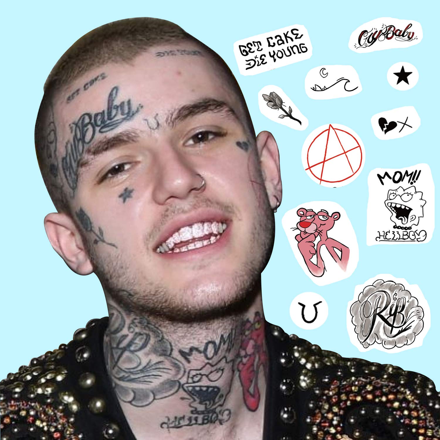 LIL PEEP FACE TATTOOS CLIPART - 230px Image #6
