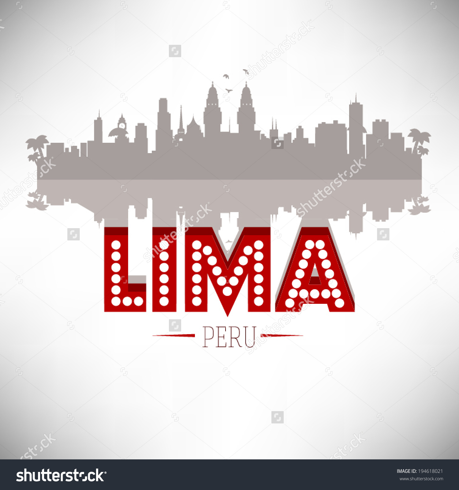 Lima Peru Skyline Silhouette Design Vector Stock Vector 194618021.