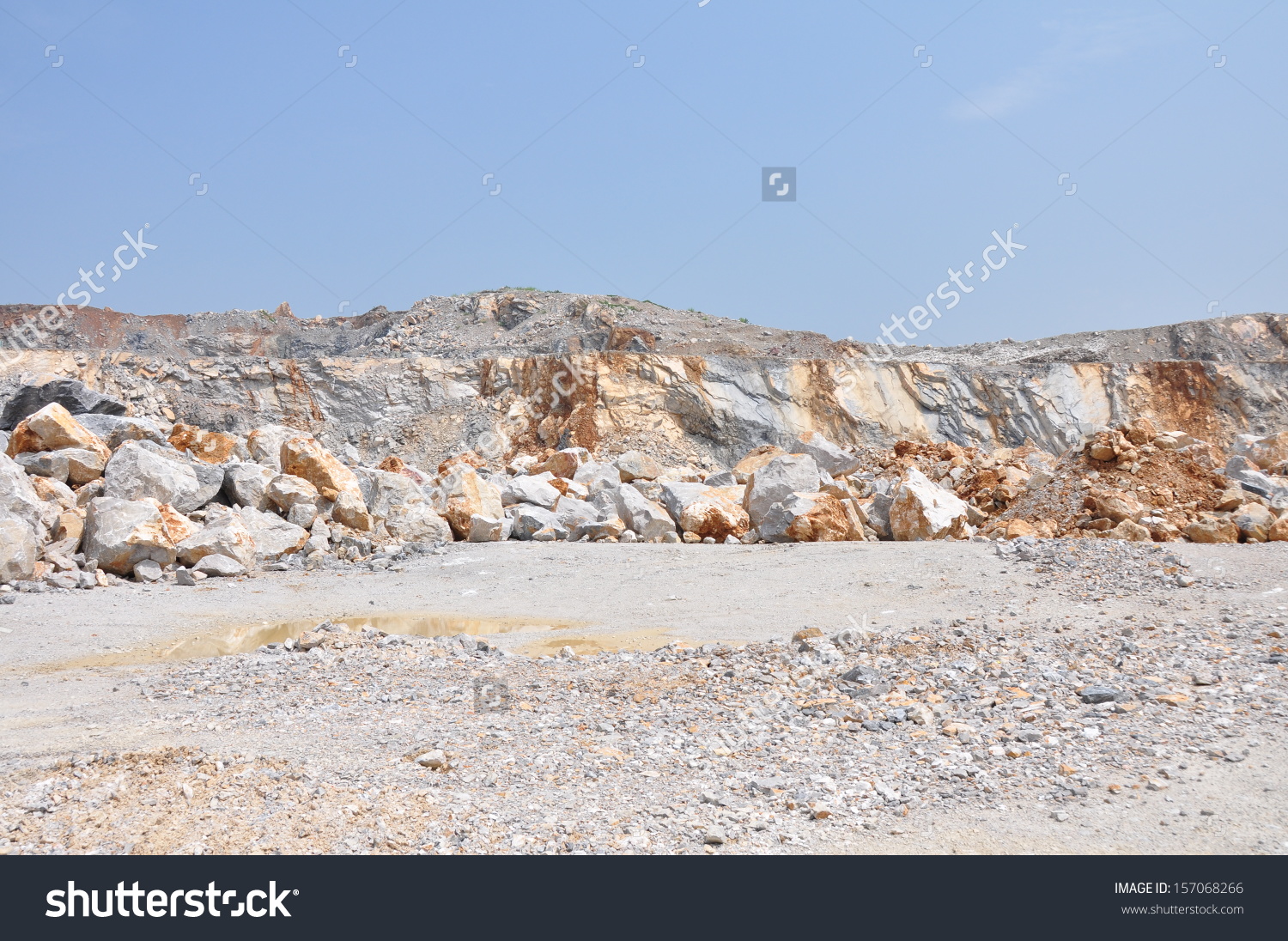 Limestone Quarry, Open Pit Mine In Thailand Stock Photo 157068266.