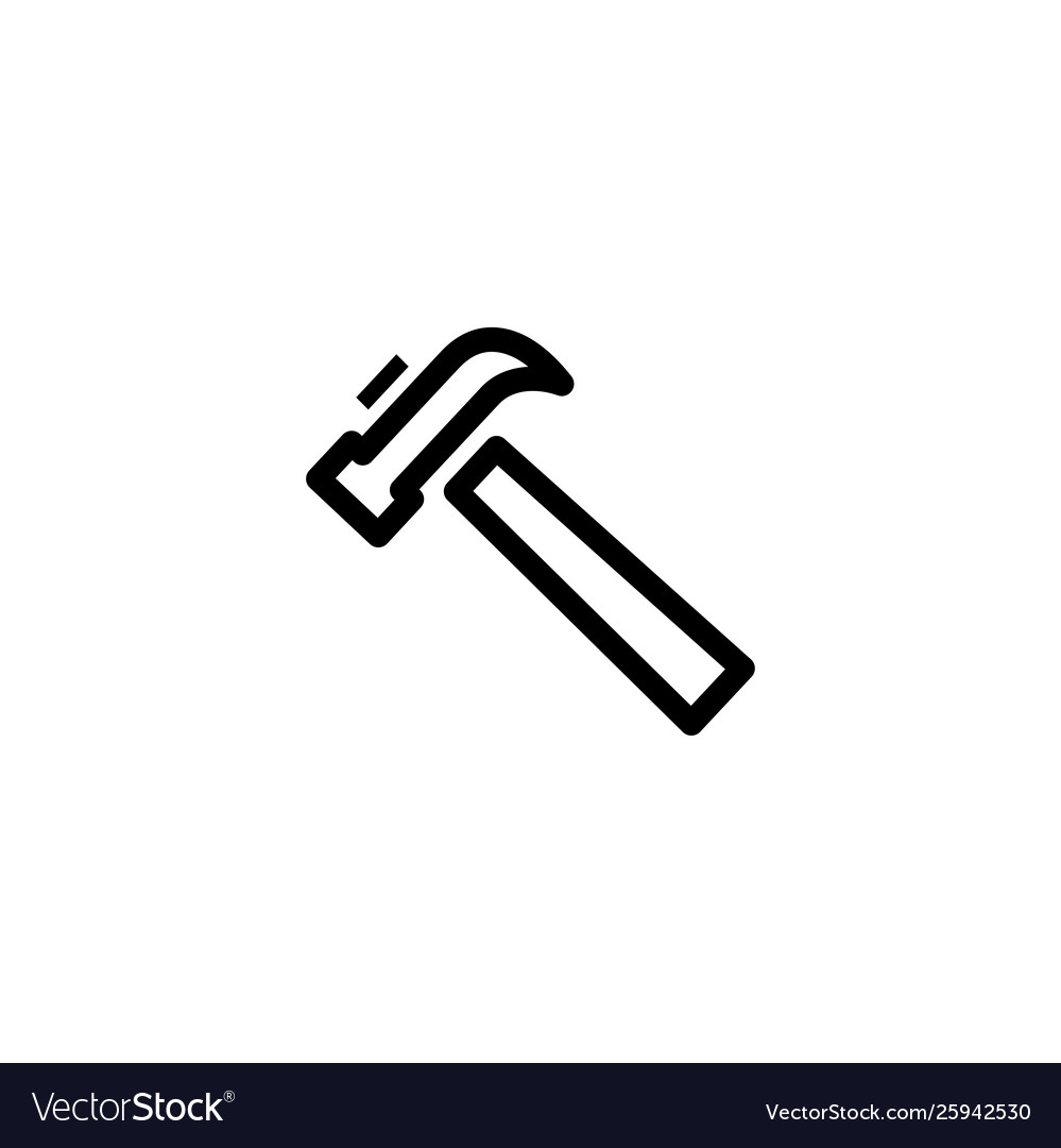 Hammer line icon in flat style for app ui.