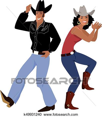 Western country line dance Clipart.